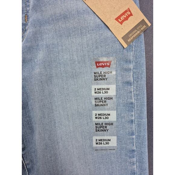 NWT Levi Strauss Mile High Super Skinny High Waist Blue Jeans Sz 2 M 26x30 - Picture 7 of 7